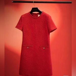 Women Red Tinsel Tweed Mini Dress size M